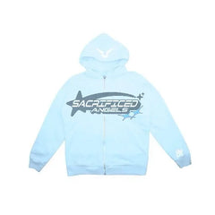 Star Letter Fashion Print Zip Up Vintage Hoodie Women Streetwear Kawaii Clothes