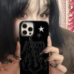 Punk Cool Flame Guitar Phone Case For iPhone Glossy Shockproof Soft Black TPU Cover
