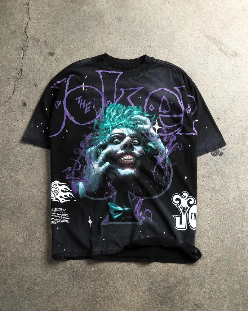 Y2k New Street Strange Hip Hop Loose T-shirt Men