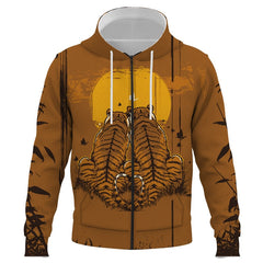 Rock Skull Bassist Zipper Hoodies Hot 3D Printed Streetwear for Men