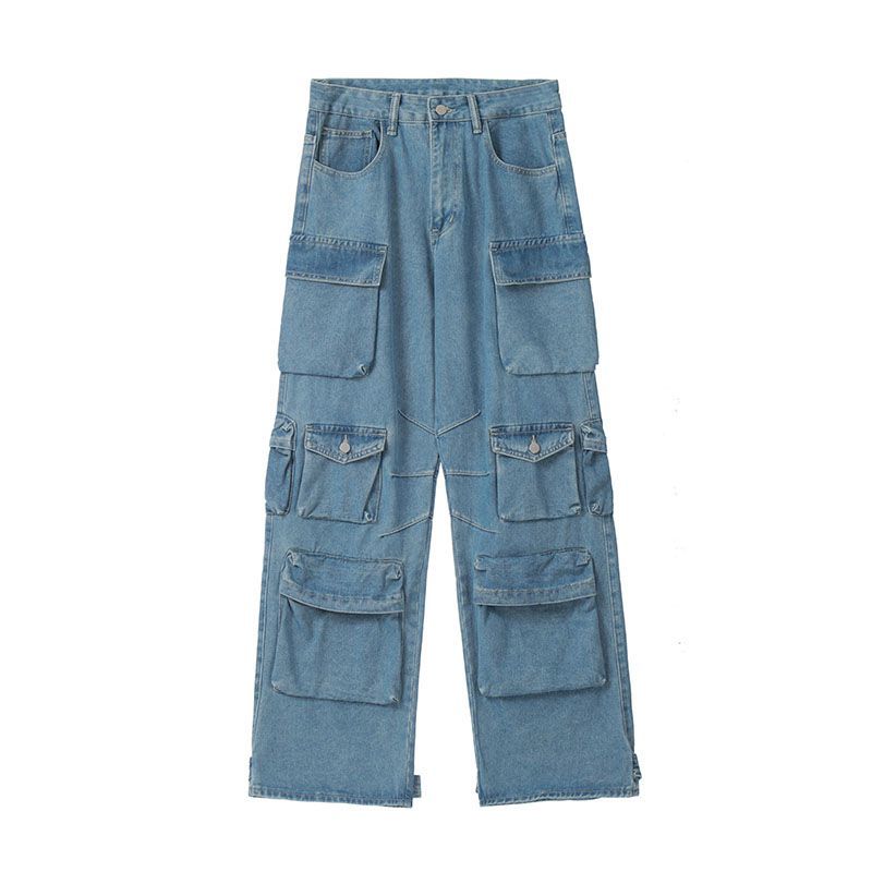 Y2K Street Retro Wide Leg Overalls Jeans Women's Casual Mopping Pants