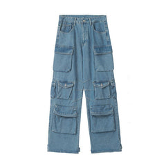 Y2K Street Retro Wide Leg Overalls Jeans Women's Casual Mopping Pants