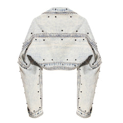 Denim Light Wash Studded Half Jacket