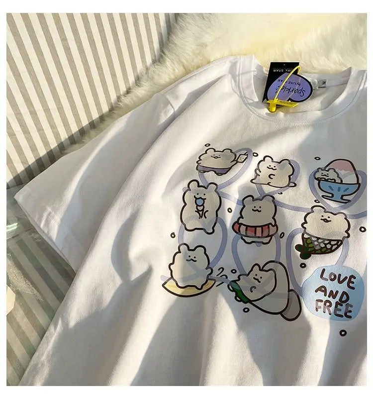 Kawaii Harajuku Tees: Cute Cartoon Charms for Your Style