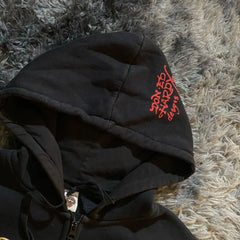Zip Up Goth Vintage Print Harajuku Streetwear Y2k Grunge Gothic Grunge Loose Tops Skull