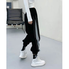 Korean Contrast Joggers: Autumn Winter Streetwear for Women