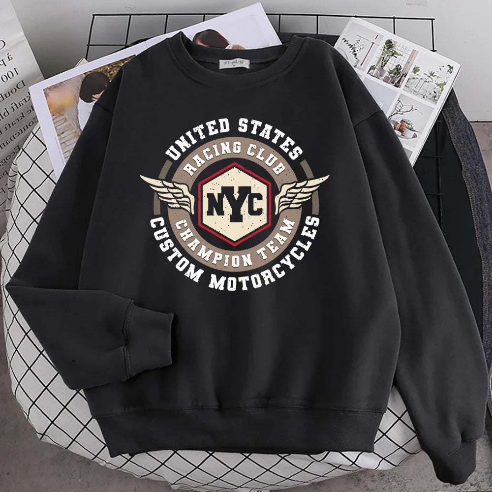 Racing Motor Hoodies Warm Crewneck Women Sweatshirt for Autumn