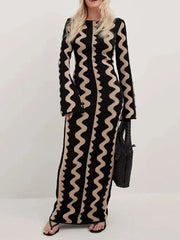 2023 Autumn Elegance: Women's Knitted Maxi Dress with O-neck