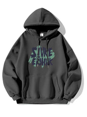 Letter Print Fleece Hoodies Men's Hip Hop Streetwear