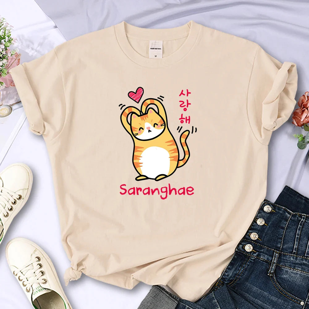 Cat Love Women's Tee Hip Hop Vintage Casual