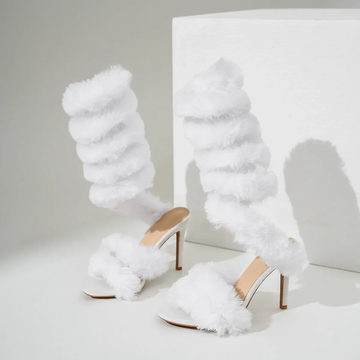 Alaska Fur Ankle Strap Heels