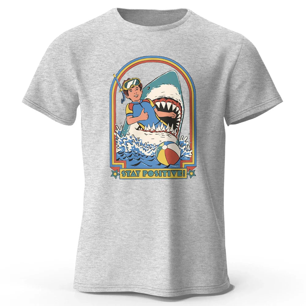 Men Stay Positive Printed Cotton Classic Vintage Funny Tops Tees
