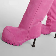 Pink Warm Moments Knee High Heel Boots