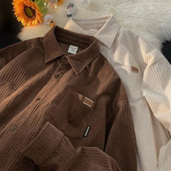 Long Sleeve Corduroy Sweatshirts Men Clothing Retro Spring and Autumn