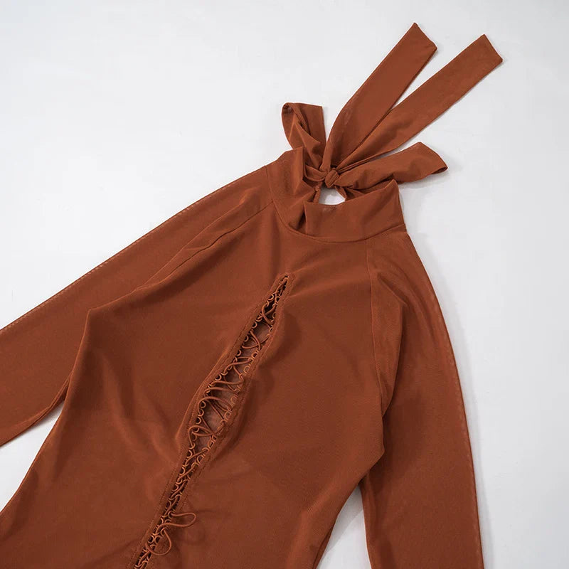 Shirring Pleated Mini Dress
