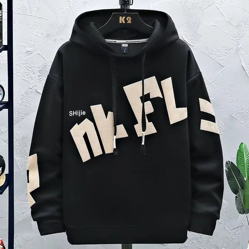 Autumn Korean Fashion Hoodie: Casual Harajuku Hip Hop Men Clothing with Exquisite Anime Print