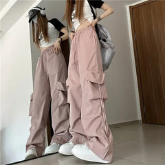 2024 New Fashion Drawstring Women Cargo Pants High Waist Streetwear Hip Hop Y2K Trousers