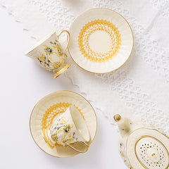 Coffee cups saucers French style gold painted retro palace