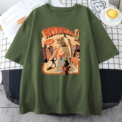 Retro Phonezilla Creativity Printed Cotton T-Shirts Vintage Personality Street