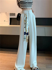 Yitimoky White High Waisted Pants for Women Spring Button Up Wide Leg