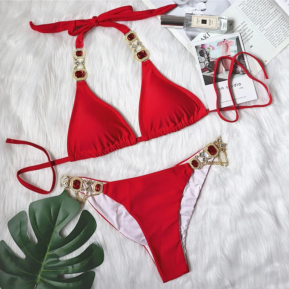 Women's Rhinestone Triangle Bikini