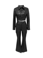 Want You Bad Black Leather Two Piece Set