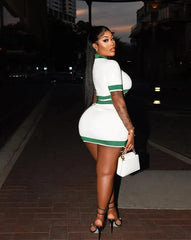 Meant For You Green Collar Skirt Two Piece Set