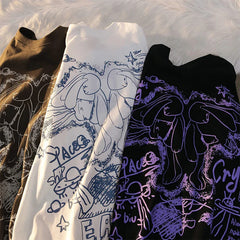 Men's T-shirt Retro Graffiti Punk Funny T Shirt Girls Summer Print Short