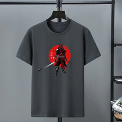 Japan Samurai Print T-shirt Men's Cotton Short Sleeve Top Tee Casual Harajuku T-shirt