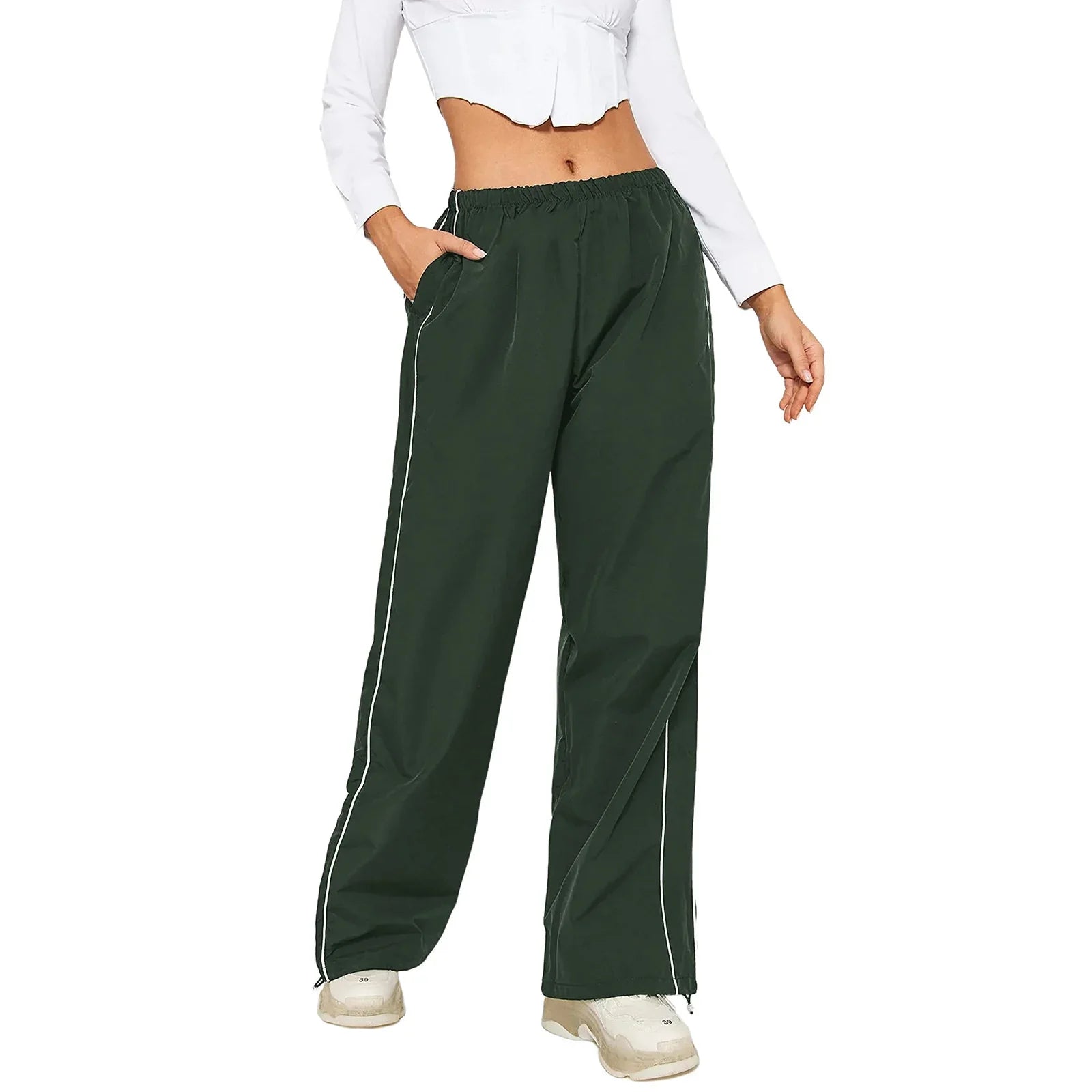 Y2K Baggy Cargo Pants for Women Drawstring Elastic Low Waist Loose