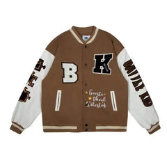 Men's Bomber Jacket Autumn Winter American Retro Letter Embroidery Baseball Uniform Korean Loose