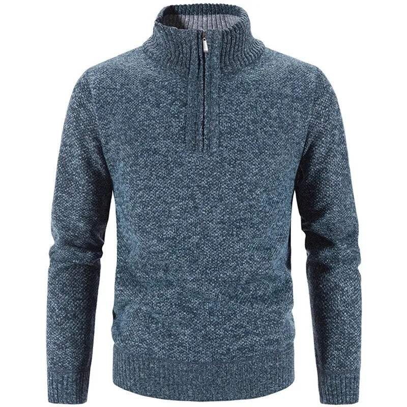 Men Autumn and Winter Sweaters Knit Stand Collar Pullover