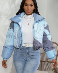 Double Down Denim Puffer Coat