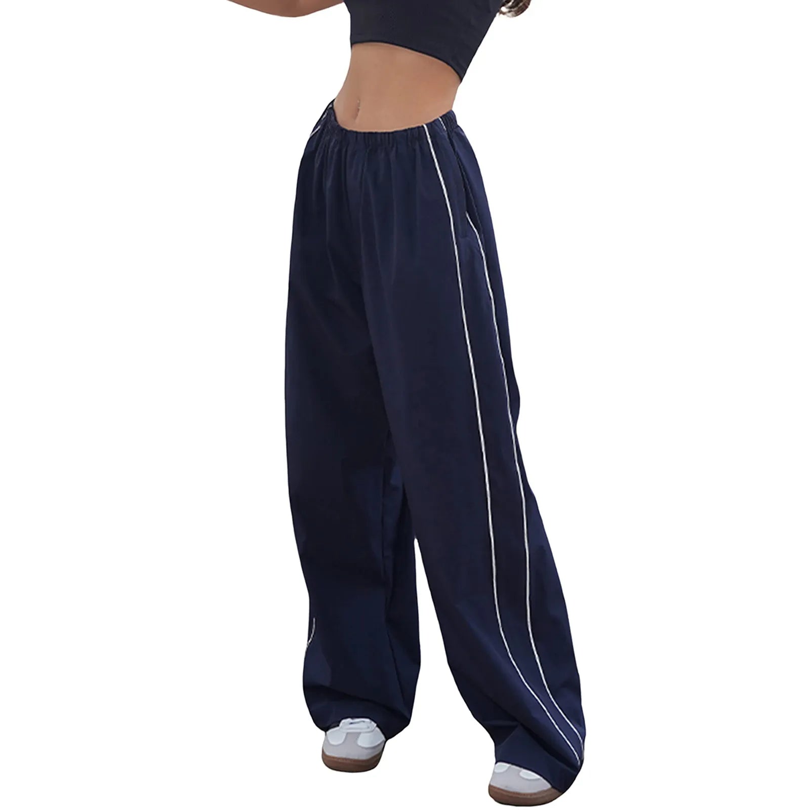 Y2K Baggy Cargo Pants for Women Drawstring Elastic Low Waist Loose