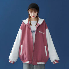 Baseball Suit Spring And Autumn Loose Joker Fleece-Lined Thickened