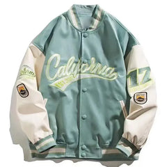 Print Pilot Baseball Jacket Men Hip-Hop Streetwear PU Leather Varsity Bomber Jacket Women 2023