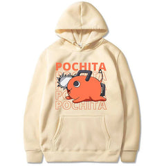 Loose Anime Pochita Graphic Printing Hooded Sweatshirt Autumn