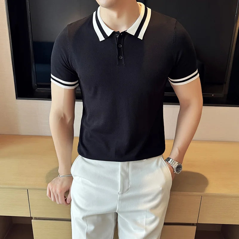 Stylish and Breathable Striped Casual Polo Shirt