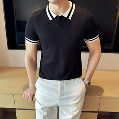 Stylish and Breathable Striped Casual Polo Shirt