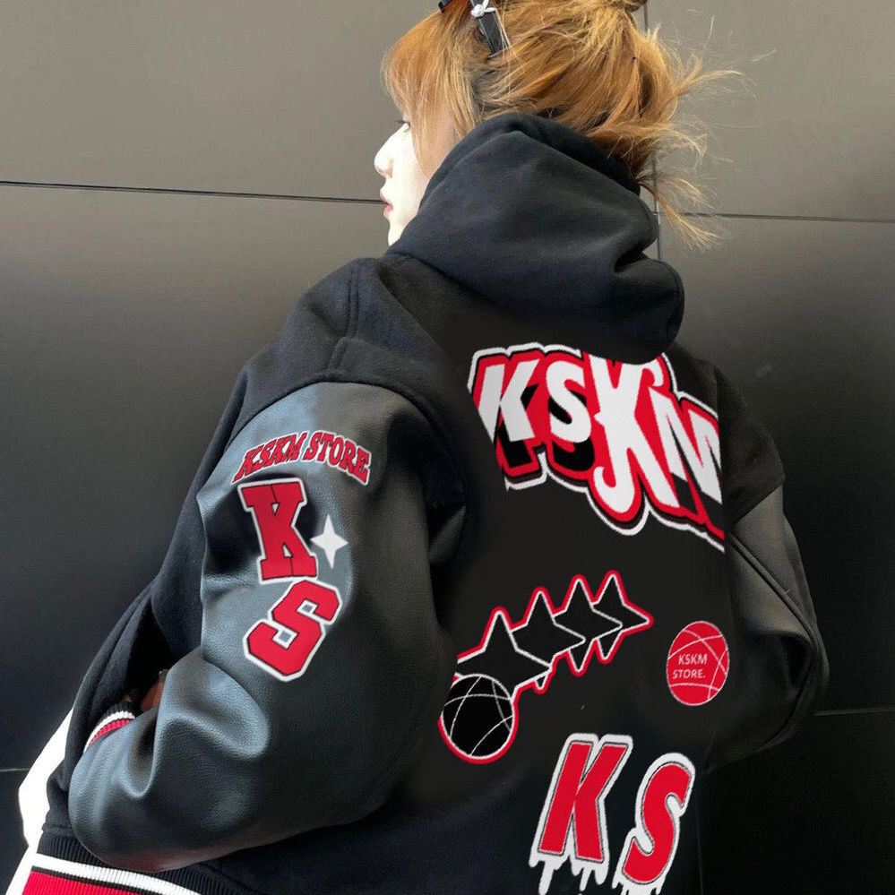 Women's Retro Embroidered American High Street Baseball Jacket