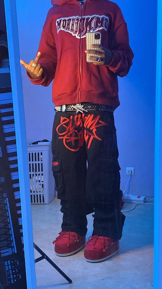 Men's Hip Hop Streetwear Sweatpants with Y2K Goth Punk Print