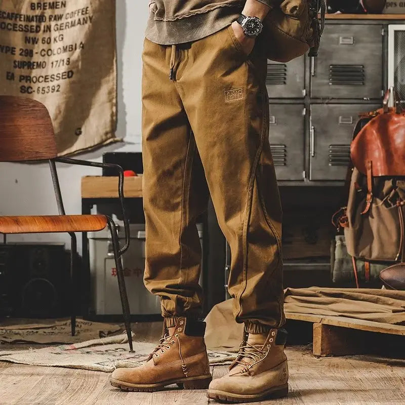 Spring Autumn Men New Casual Pants Trendy Workwear American Retro Tactical Multi Pocket