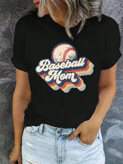 Baseball Mom Letter Graphic Printing Female T-Shirt Street