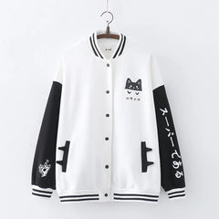 2023 Spring Vintage Cartoon Print Baseball Jacket for Women