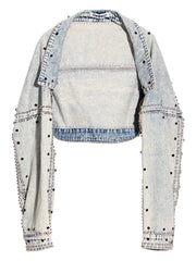 Denim Light Wash Studded Half Jacket