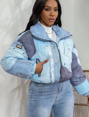 Double Down Denim Puffer Coat