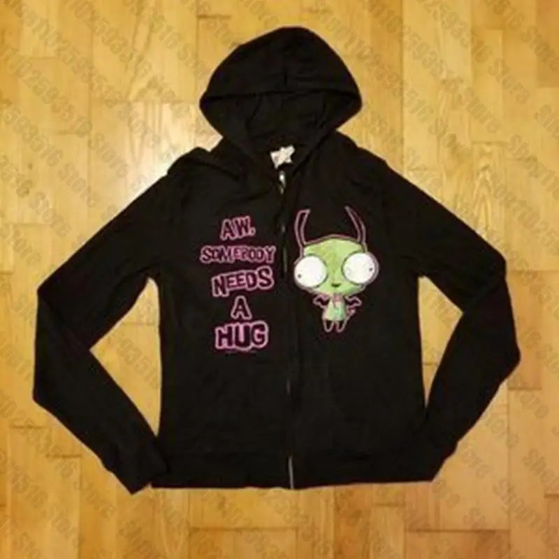 Y2K Gothic Anime Zip-Up Hoodie Kawaii Streetwear