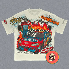 Y2K Retro Racing Letter Oversized T-Shirt for Men