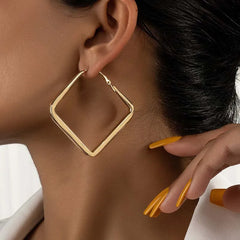We're A Solid Team Square Shaped Hoop Earrings