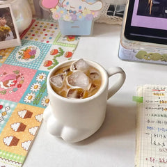 Cream Cat Claw Ceramic Mug: Adorable Gift for Couples